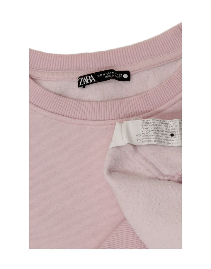 Zara Γυναικείο Φούτερ Jumper UK 12 Ροζ Βαμβακερό