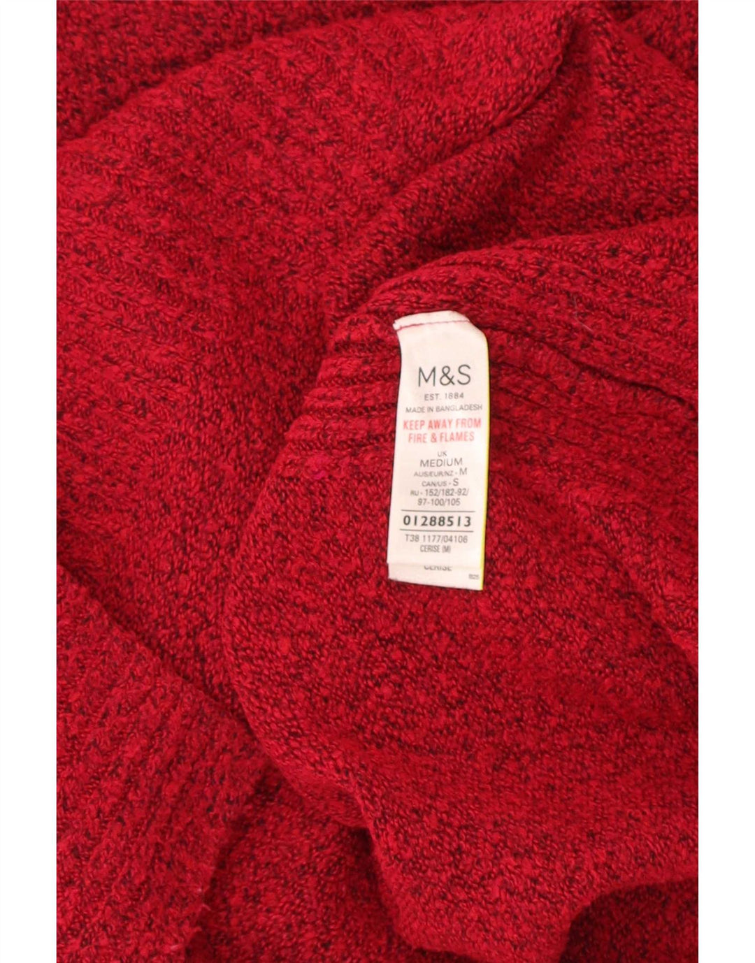 Marks & Spencer Γυναικείο πουλόβερ με λαιμόκαυστο UK 14 μεσαίου κόκκινου φλοκών
