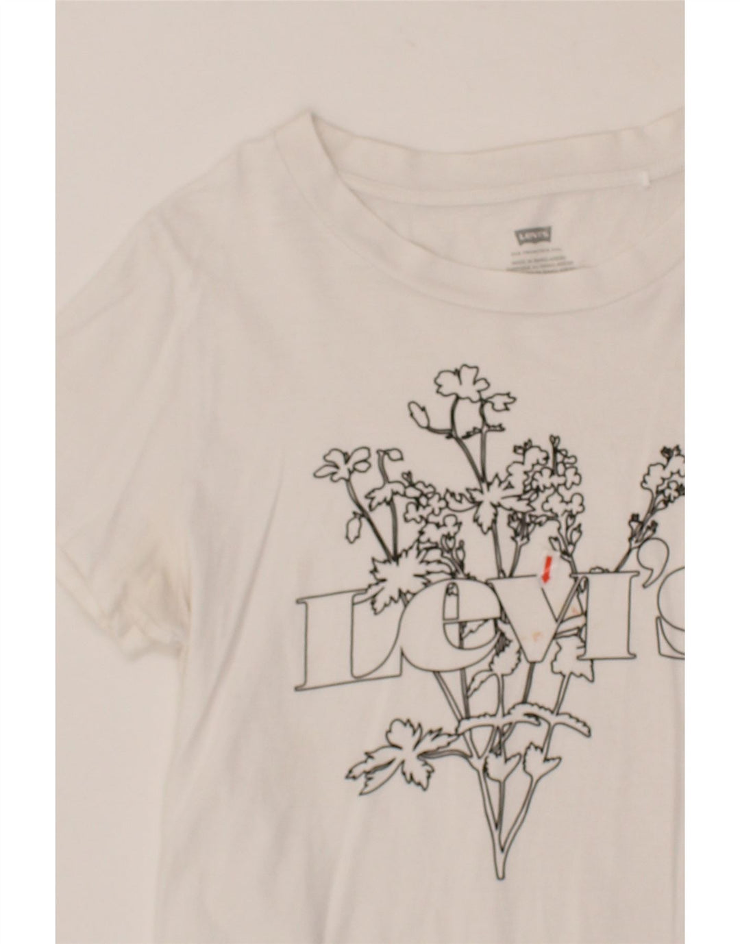 LEVI'S Womens Graphic T-Shirt Top UK 10 Small White Vintage Levi's and Second-Hand Levi's from Messina Hembry 