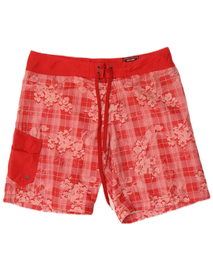 Jack & Jones Ανδρικό σορτς κολύμβησης μεγάλο κόκκινο λουλουδάτο πολυεστέρα