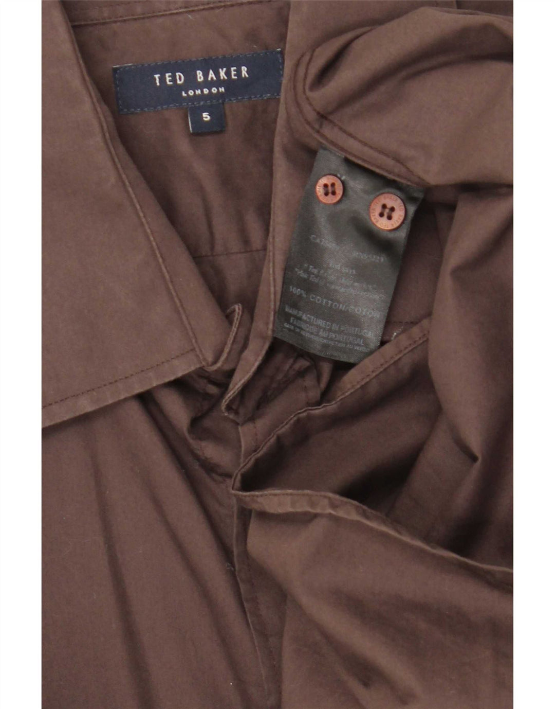Ανδρικό πουκάμισο Ted Baker Νούμερο 5 μεγάλο καφέ βαμβακερό