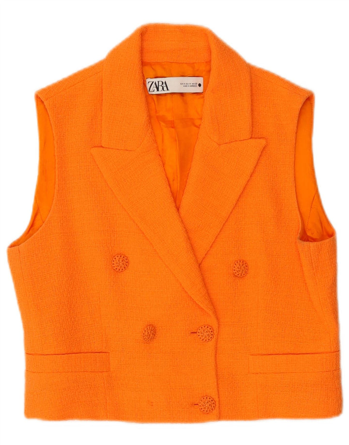 Γυναικείο Zara Crop Διπλό Γιλέκο UK 14 Medium Orange