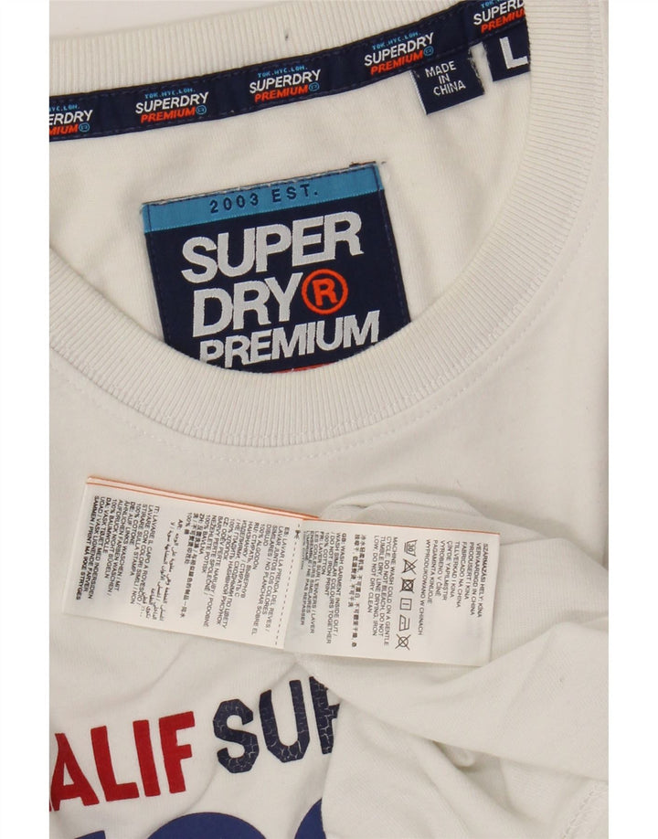 Ανδρικό γραφικό μπλουζάκι SUPERDRY Top μεγάλο λευκό βαμβακερό