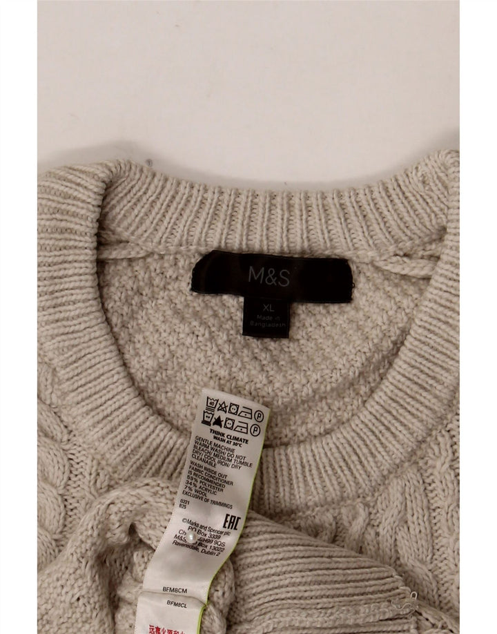 Marks & Spencer Ανδρικό πουλόβερ με λαιμόκοψη XL Grey Polyester