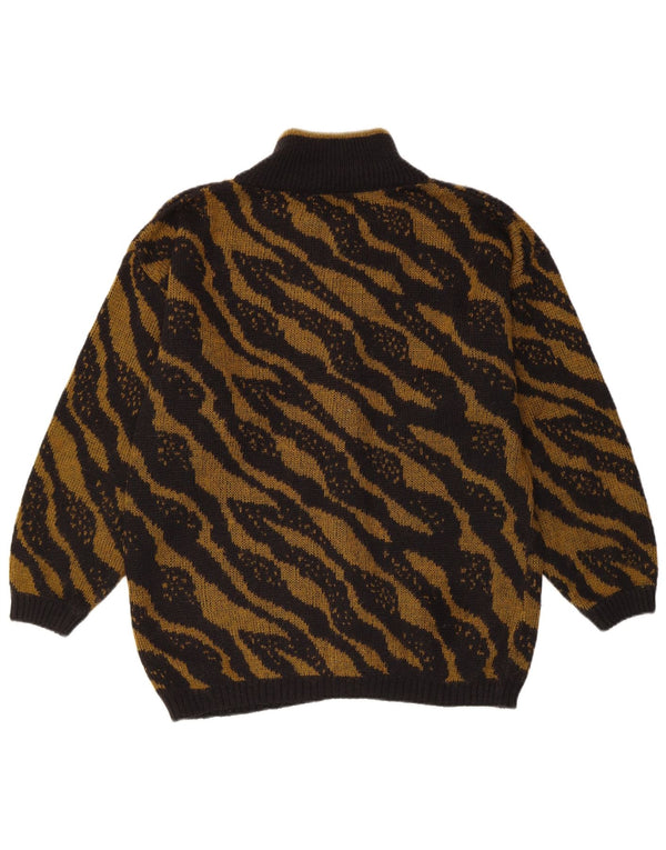 Γυναικείο πουλόβερ με ζακέτα VINTAGE UK 16 Large Μαύρο ριγέ