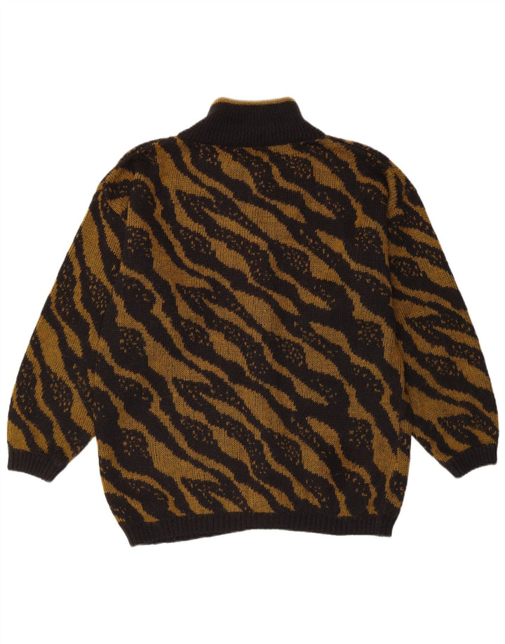 Γυναικείο πουλόβερ με ζακέτα VINTAGE UK 16 Large Μαύρο ριγέ