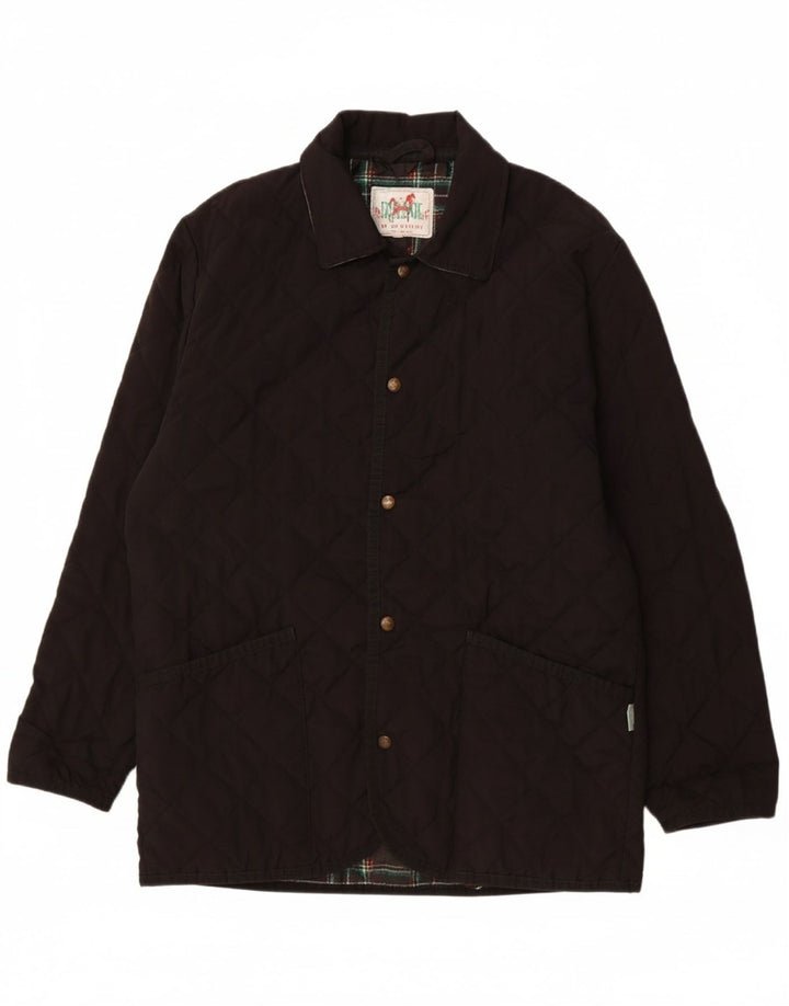 VINTAGE Mens Quilted Jacket UK 40 Large Black Vintage Vintage and Second-Hand Vintage from Messina Hembry 