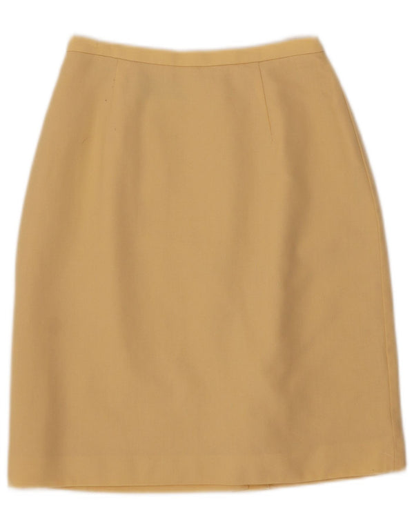 Laura Ashley Γυναικεία Ψηλόμεση Pencil Φούστα UK 10 Small W24 Yellow Wool
