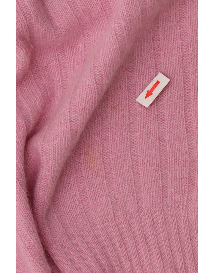 Vintage γυναικείο πουλόβερ με ρολό λαιμόκοψη UK 14 Medium Pink