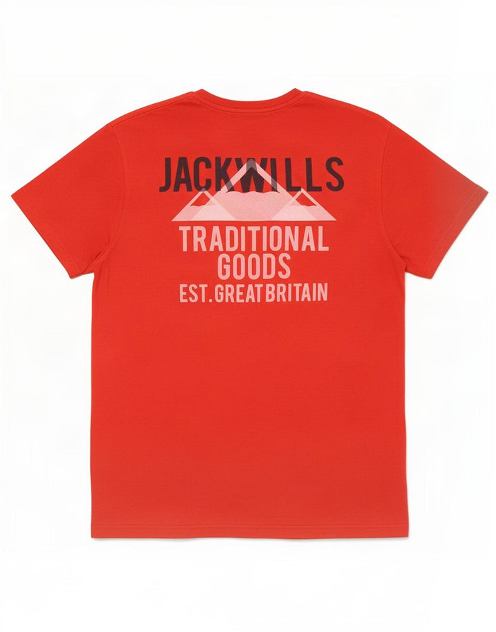 Ανδρικό γραφικό μπλουζάκι Jack Wills, μεσαίο κόκκινο βαμβακερό