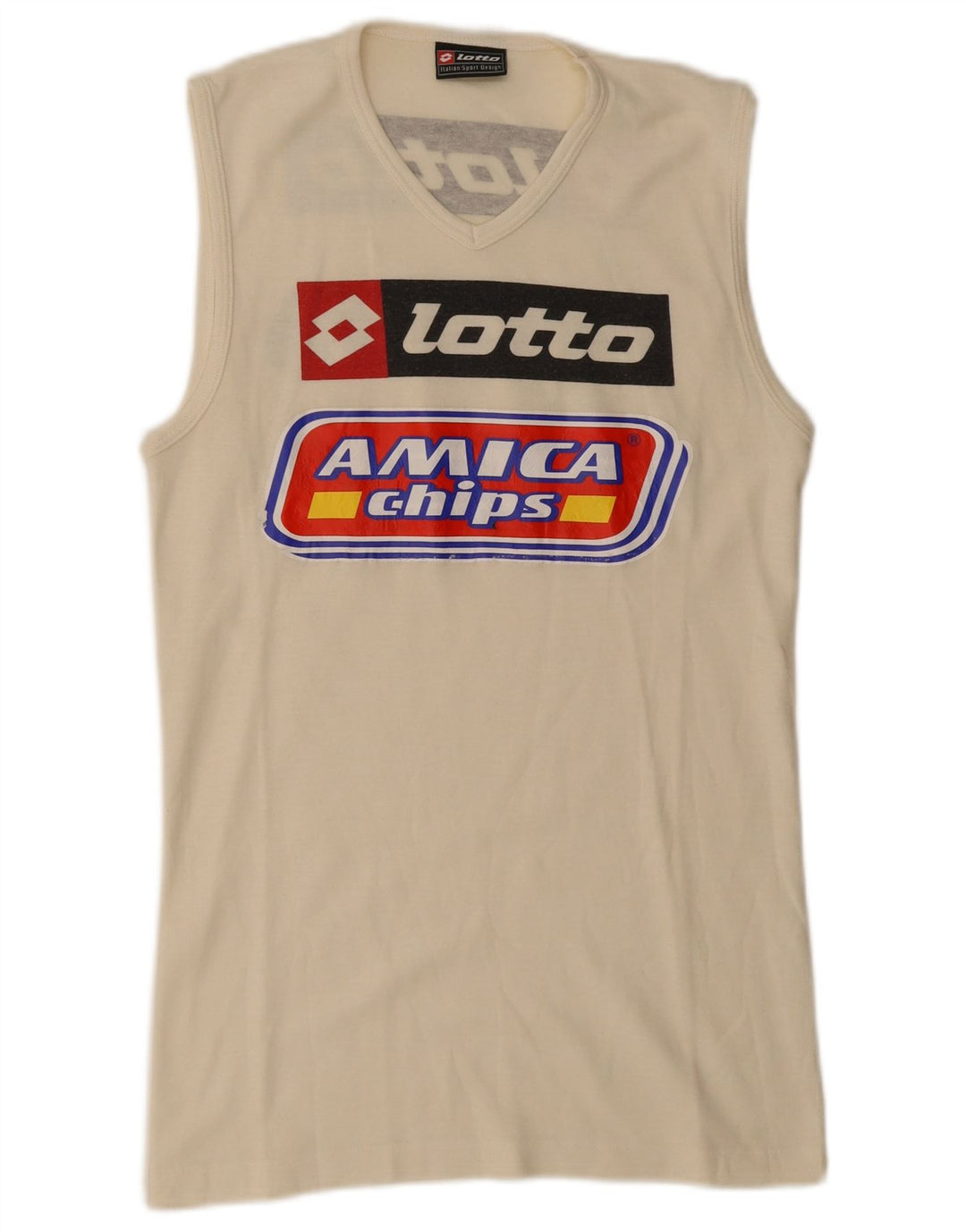 Ανδρικό γραφικό γιλέκο Lotto Small Off White Βαμβακερό