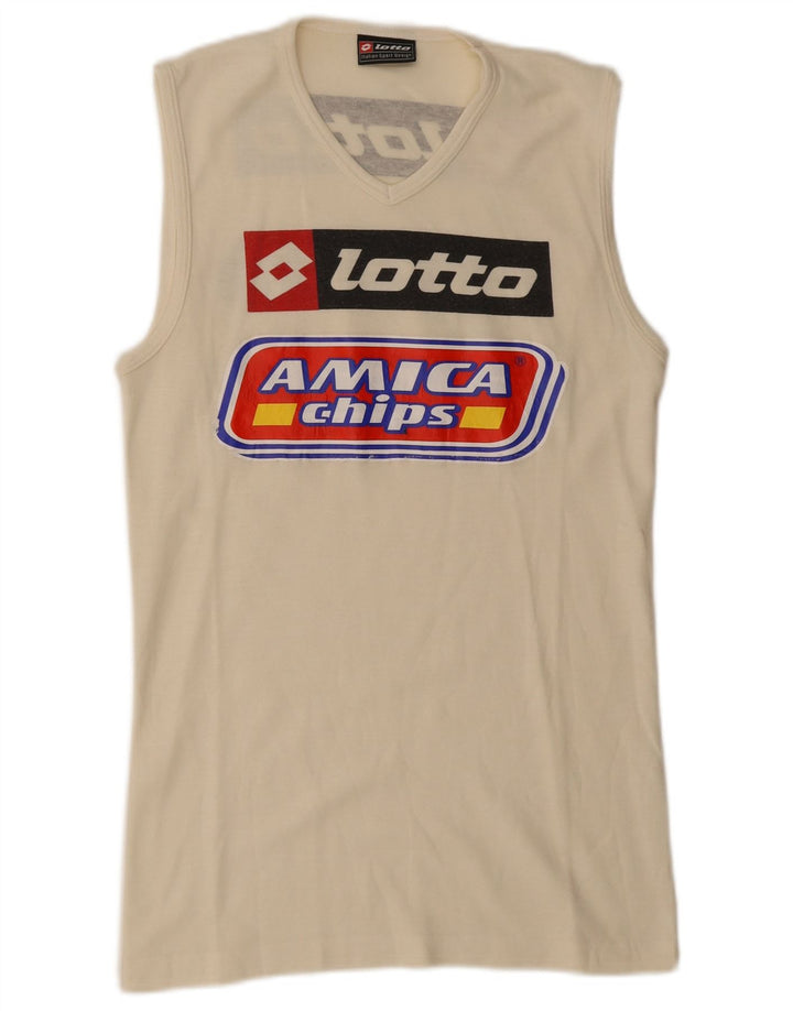 Ανδρικό γραφικό γιλέκο Lotto Small Off White Βαμβακερό