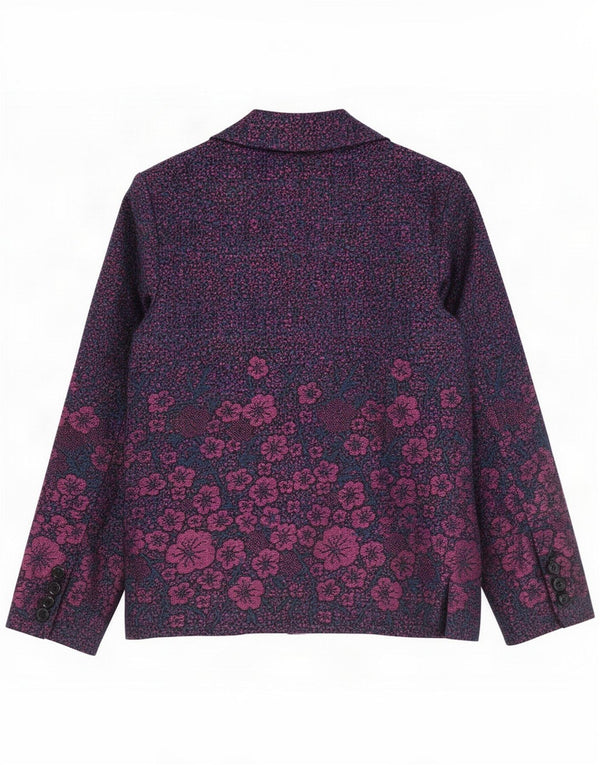 Castle of Ireland Womens 4 Button Blazer Jacket UK 14 Medium Purple Floral