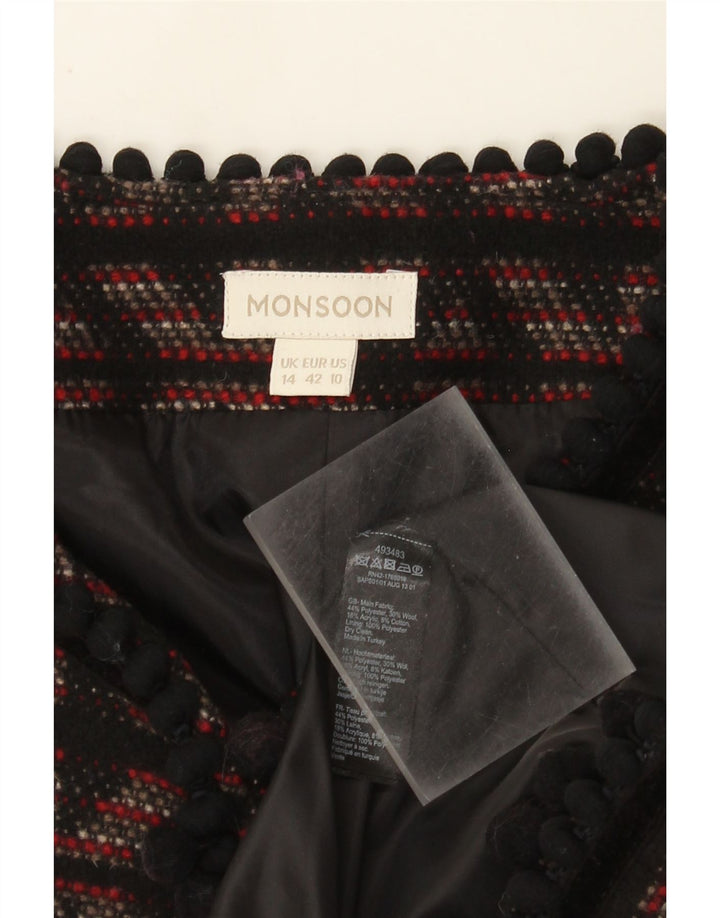Monsoon Womens Blazer Jacket UK 14 Medium Black Geometric Polyester