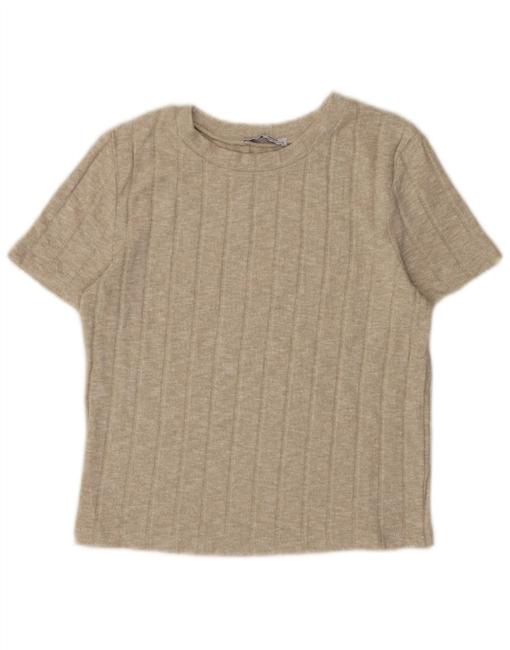 Zara Γυναικείο T-Shirt Top UK 10 Small Beige