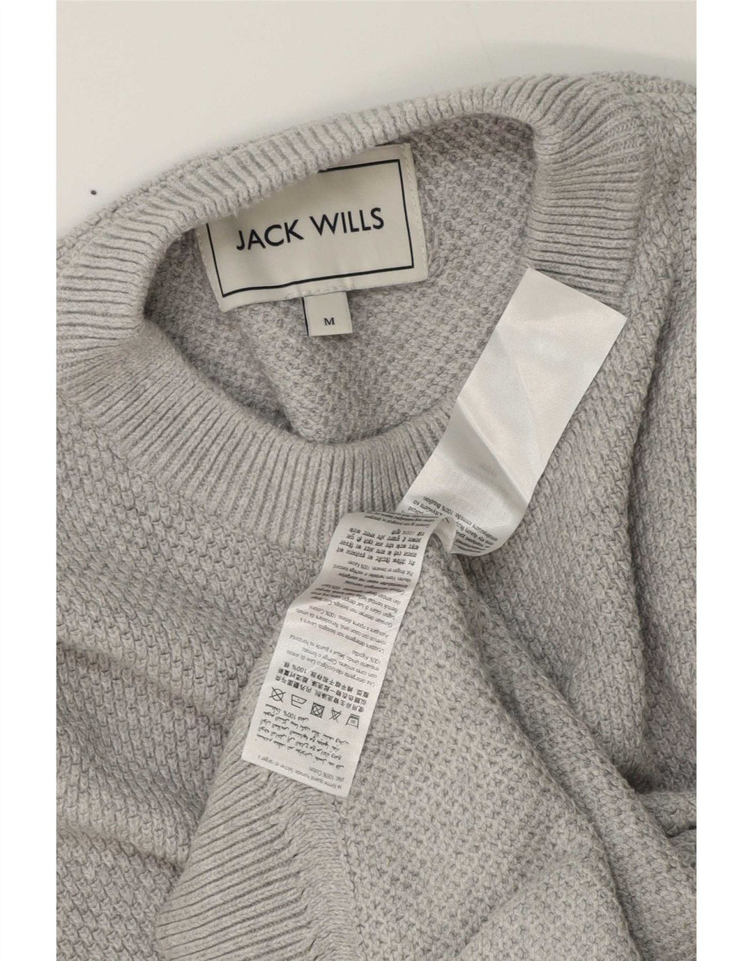 Jack Wills Ανδρικό πουλόβερ με λαιμόκοψη μεσαίου γκρι βαμβακερό