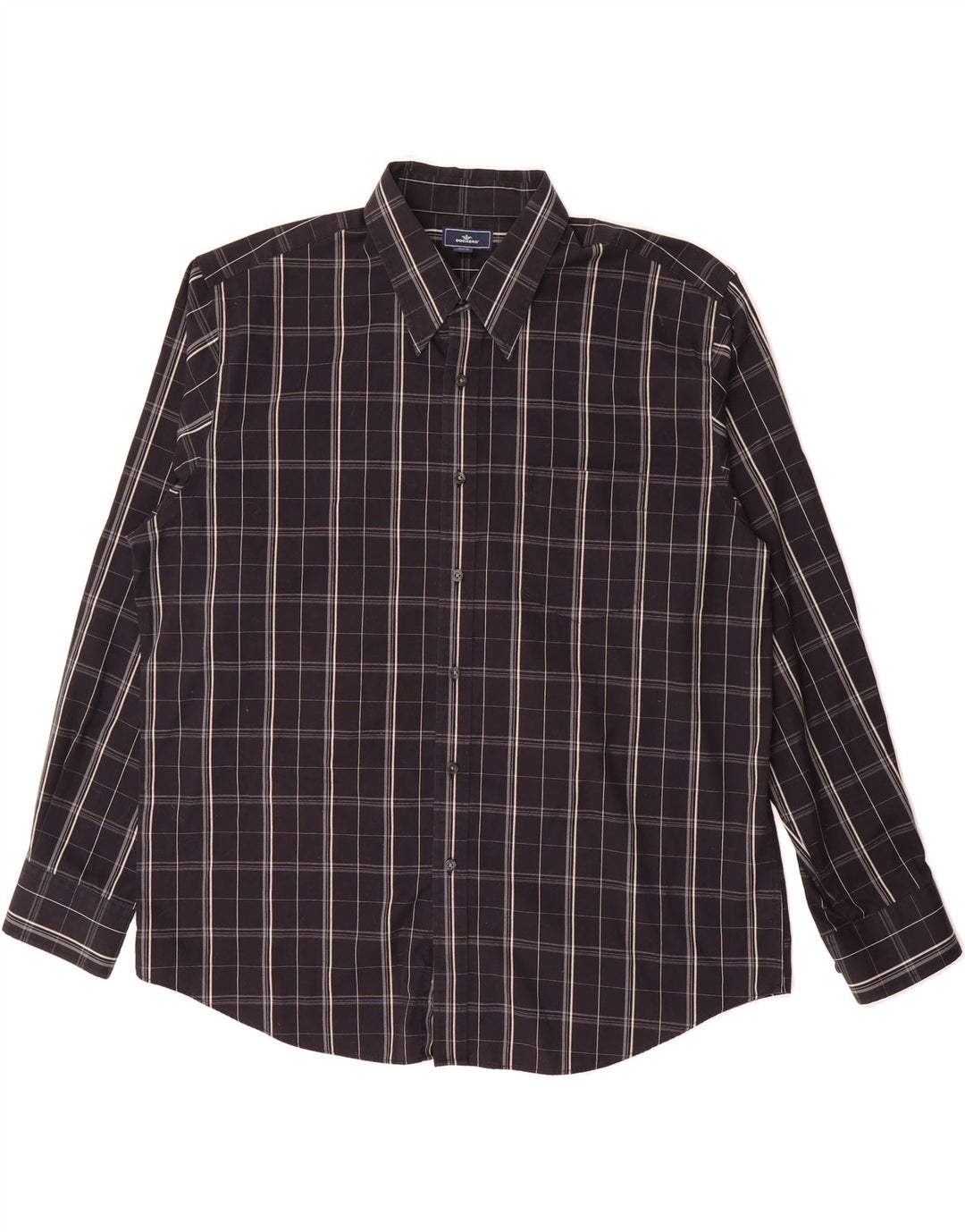 DOCKERS Mens Shirt Size 17 1/2 XL Black Check Cotton Vintage Dockers and Second-Hand Dockers from Messina Hembry 