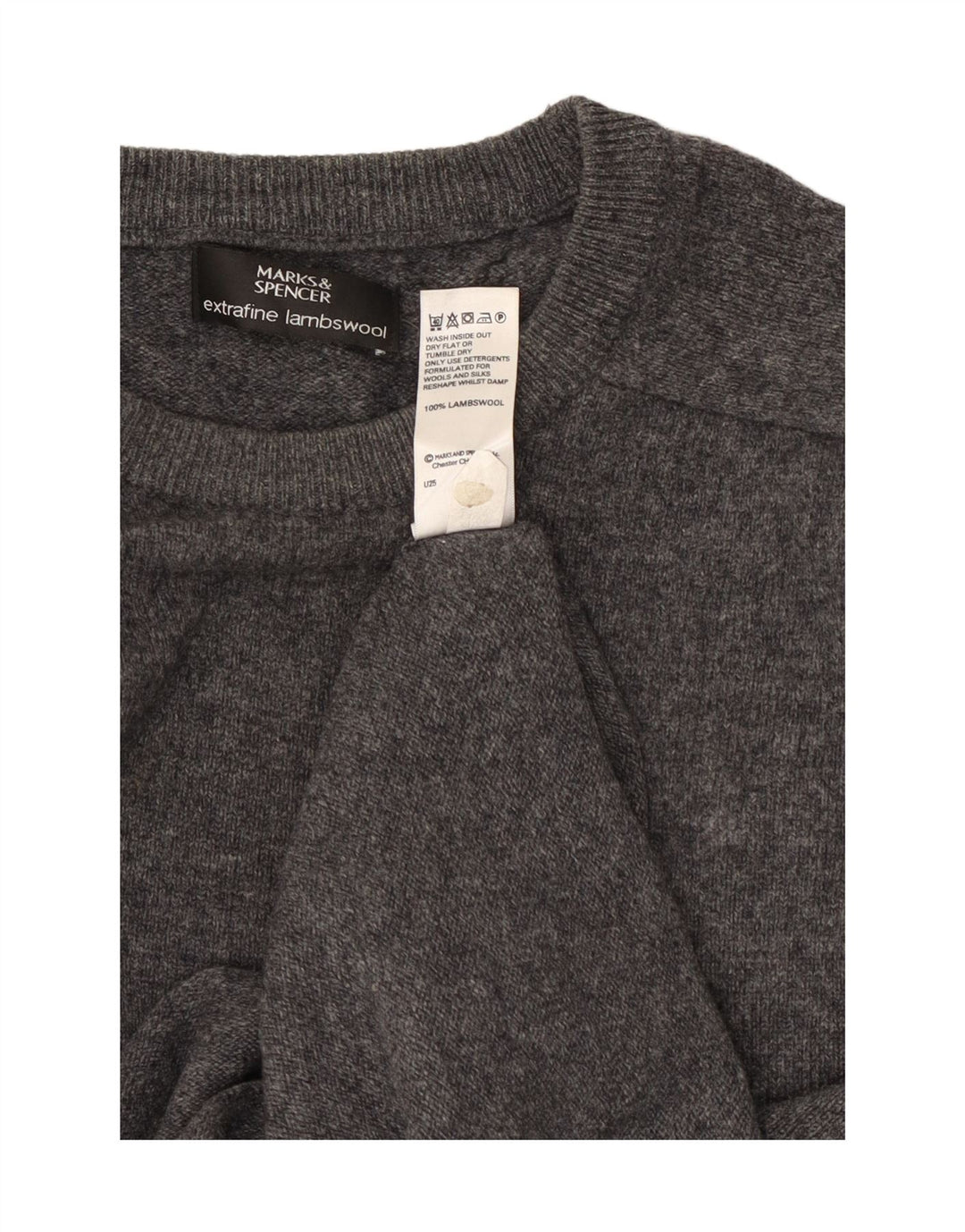 Marks & Spencer Ανδρικό πουλόβερ με λαιμόκοψη XL Γκρι μαλλί