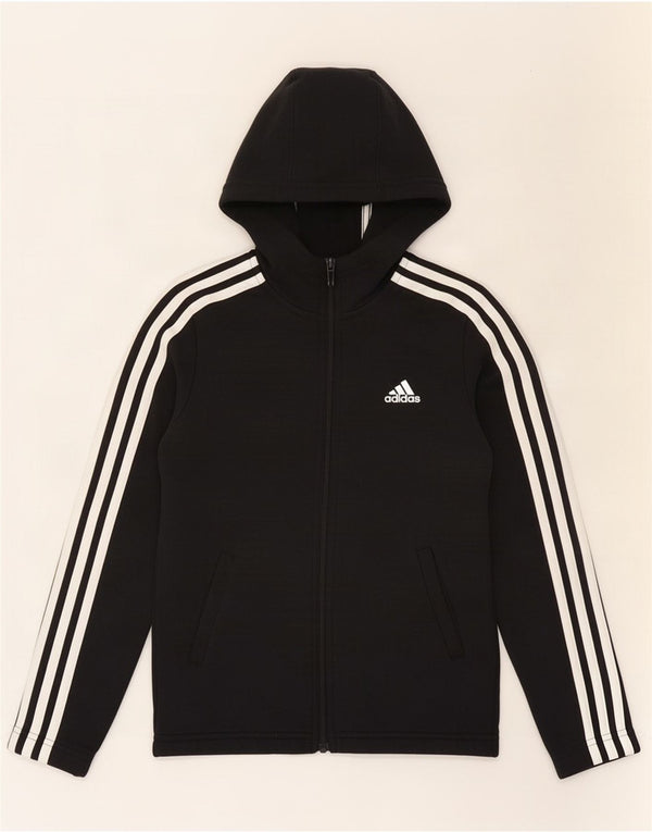 Adidas Girls Zip Hoodie πουλόβερ 9-10 ετών μαύρο βαμβακερό
