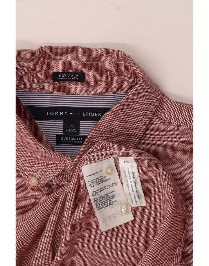 Ανδρικό πουκάμισο Tommy Hilfiger Custom Fit Μεγάλο κόκκινο βαμβακερό