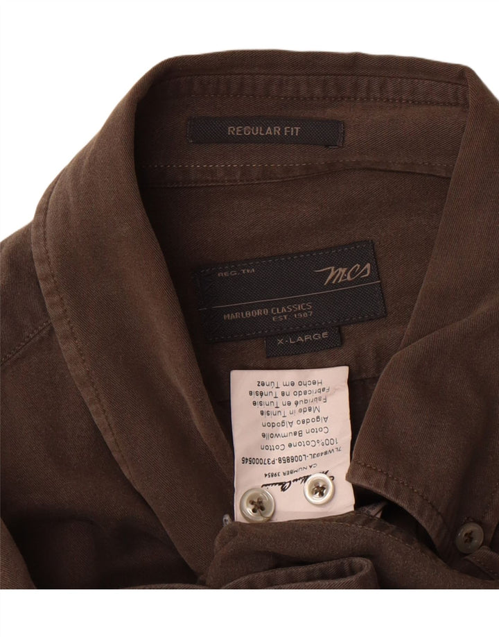 Ανδρικό πουκάμισο Marlboro Classics Regular Fit XL Καφέ βαμβακερό