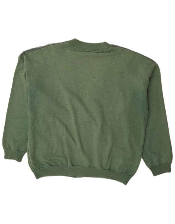 Vintage Ανδρικό πουλόβερ ζακέτα XL Πράσινο Colourblock Βαμβακερό