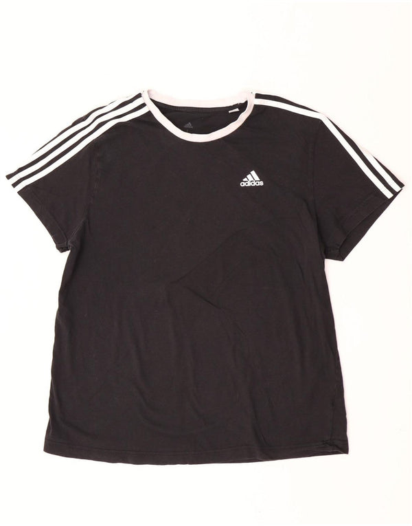 Adidas Γυναικείο T-Shirt Top UK 16/18 μεγάλο μαύρο βαμβακερό
