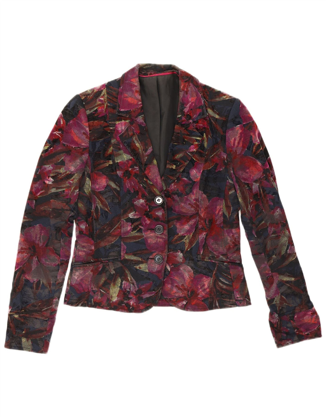 Vintage γυναικείο μπουφάν blazer 3 κουμπιών UK 10 Small πολύχρωμο Floral