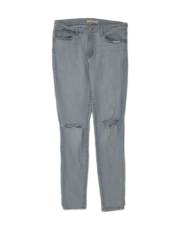 Levi's Womens 711 Distressed Skinny Jeans W31 L32 Blue Cotton