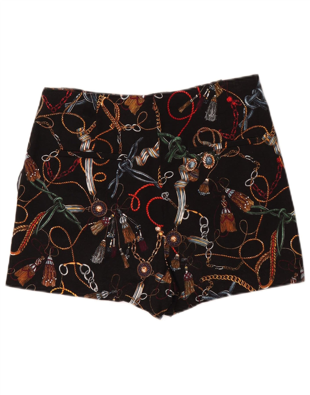 Zara Γυναικείο Σορτς Chino με αφηρημένο σχέδιο με ψηλόμεσο μεσαίο μαύρο W28