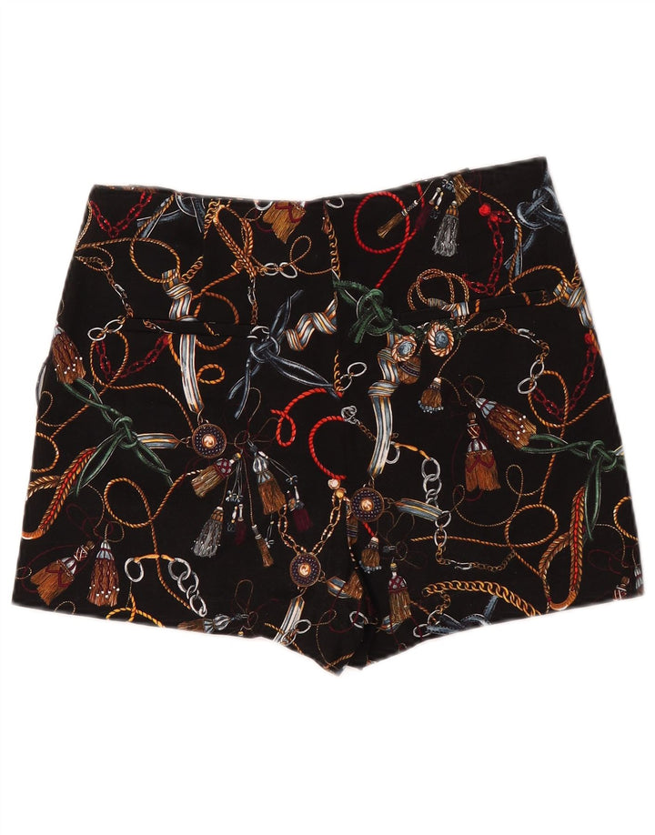 Zara Γυναικείο Σορτς Chino με αφηρημένο σχέδιο με ψηλόμεσο μεσαίο μαύρο W28