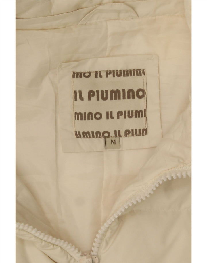VINTAGE Γυναικείο παλτό με κουκούλα UK 14 Medium Off White Polyester