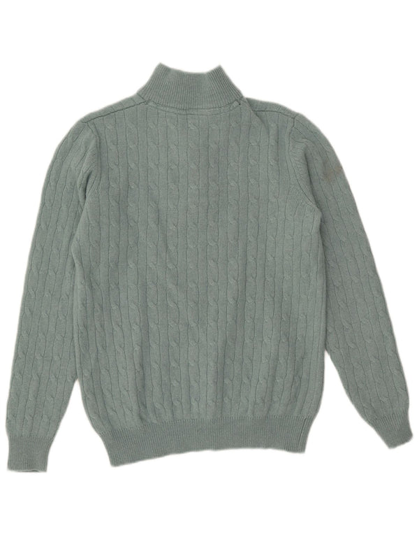 Crew Clothing Ανδρικό πουλόβερ με λαιμόκοψη με φερμουάρ Μικρό πράσινο μαλλί