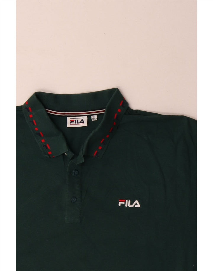 Ανδρικό πουκάμισο πόλο Fila 2XL πράσινο βαμβακερό