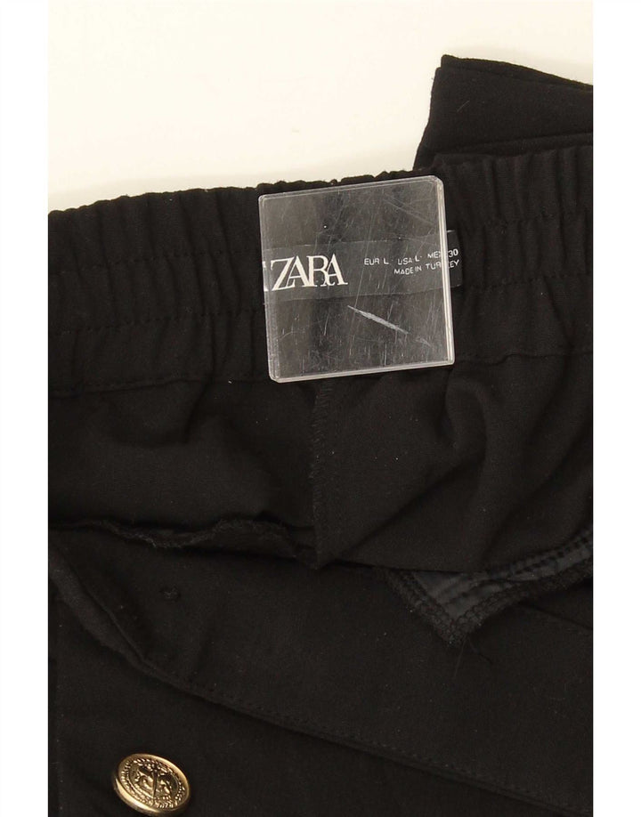 Zara Γυναικείο κωνικό παντελόνι Chino μεγάλο W33 L27 μαύρο πολυεστέρα