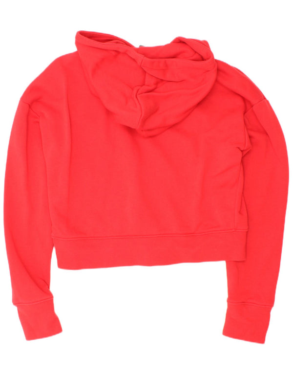 Nike Girls Standard Crop Graphic Hoodie Jumper 12-13 Years Red Cotton
