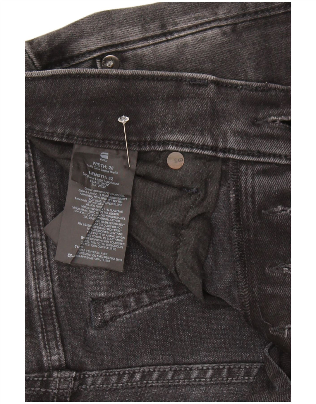G-Star Γυναικείο 3301 Slim Jeans W28 L32 Μαύρο βαμβακερό