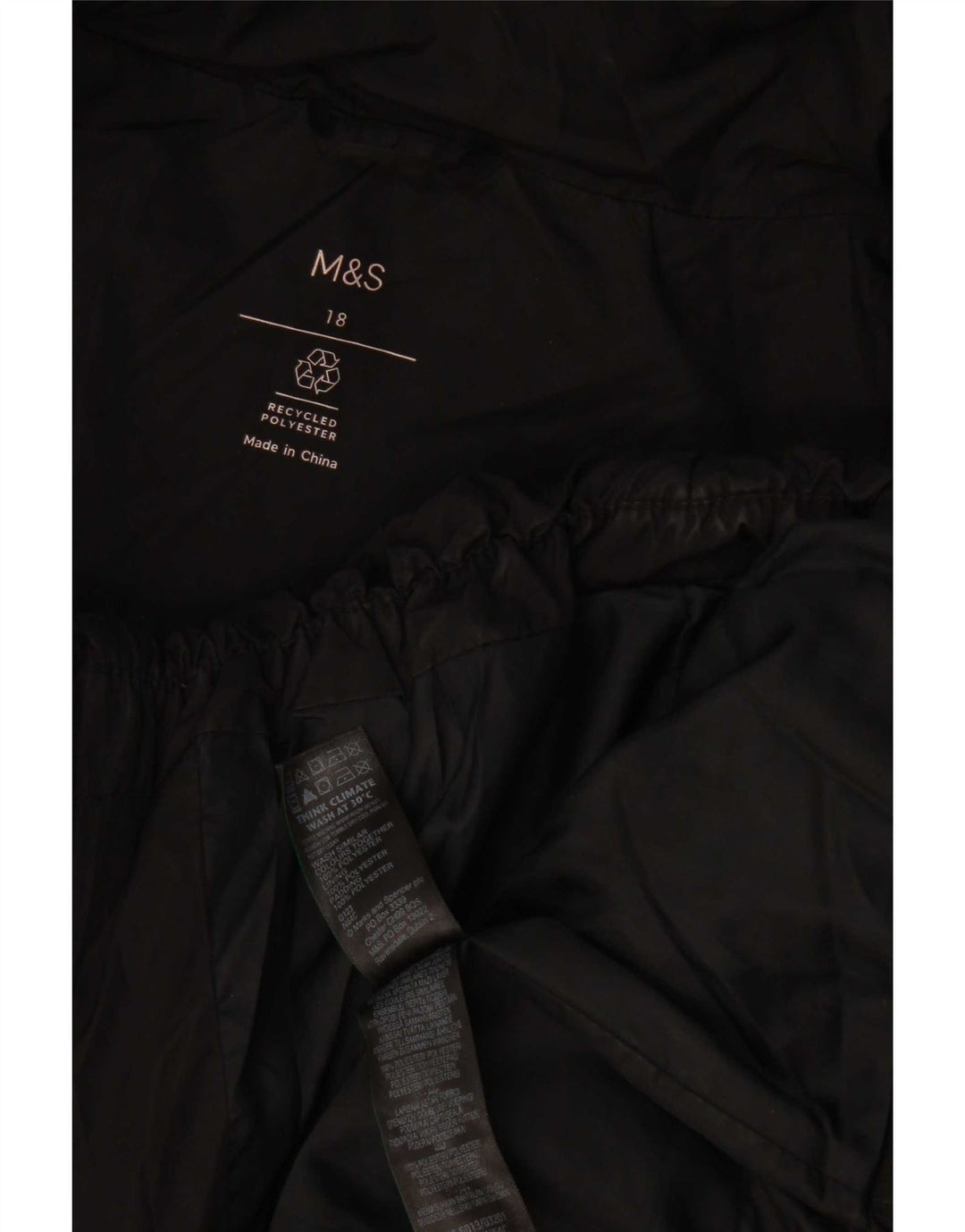 Marks & Spencer Γυναικείο μπουφάν με επένδυση UK 18 XL μαύρο πολυεστέρα