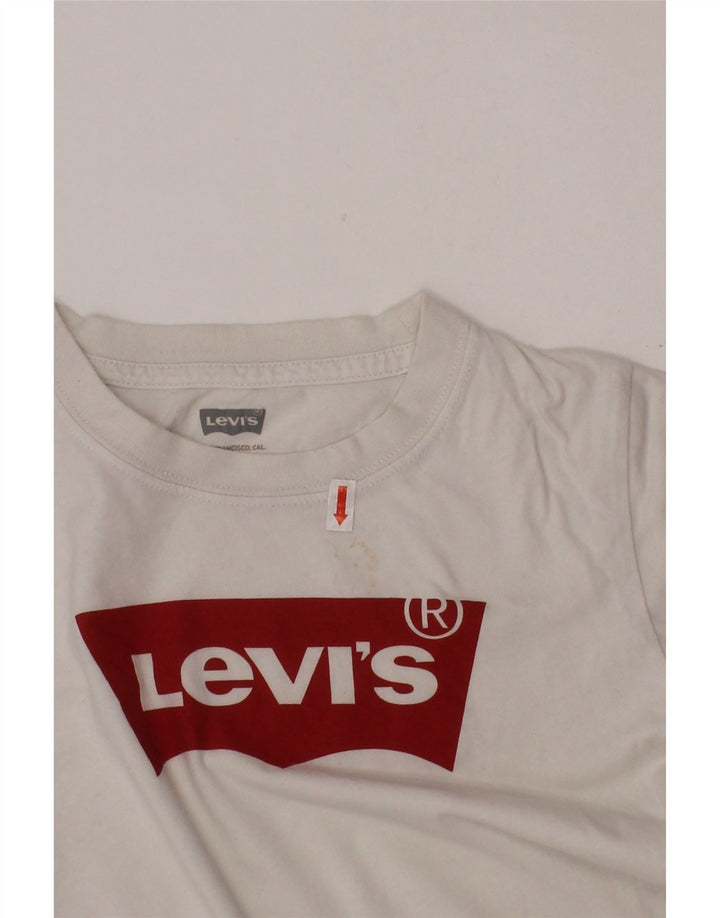 LEVI'S Boys Graphic T-Shirt Top 7-8 ετών Λευκό βαμβακερό