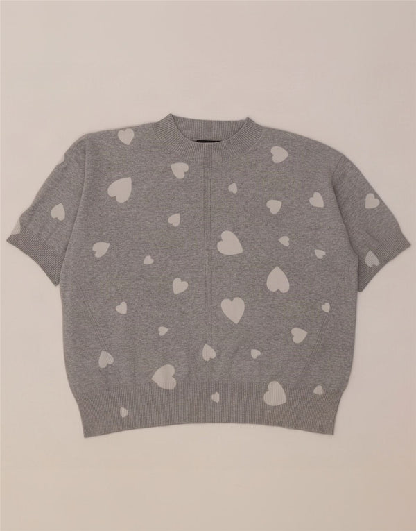 Marks & Spencer Γυναικείο πουλόβερ με λαιμόκοψη UK 14 Medium Grey Heart