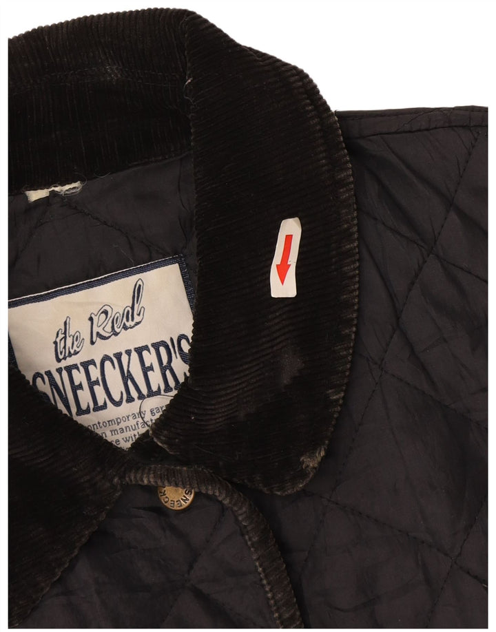 Vintage γυναικείο καπιτονέ μπουφάν UK 14 Large Navy Blue Polyamide