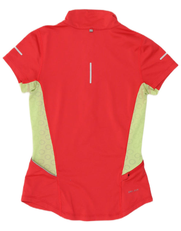 Γυναικείο μπλουζάκι Nike με φερμουάρ Dri Fit UK 6 XS Red Colourblock