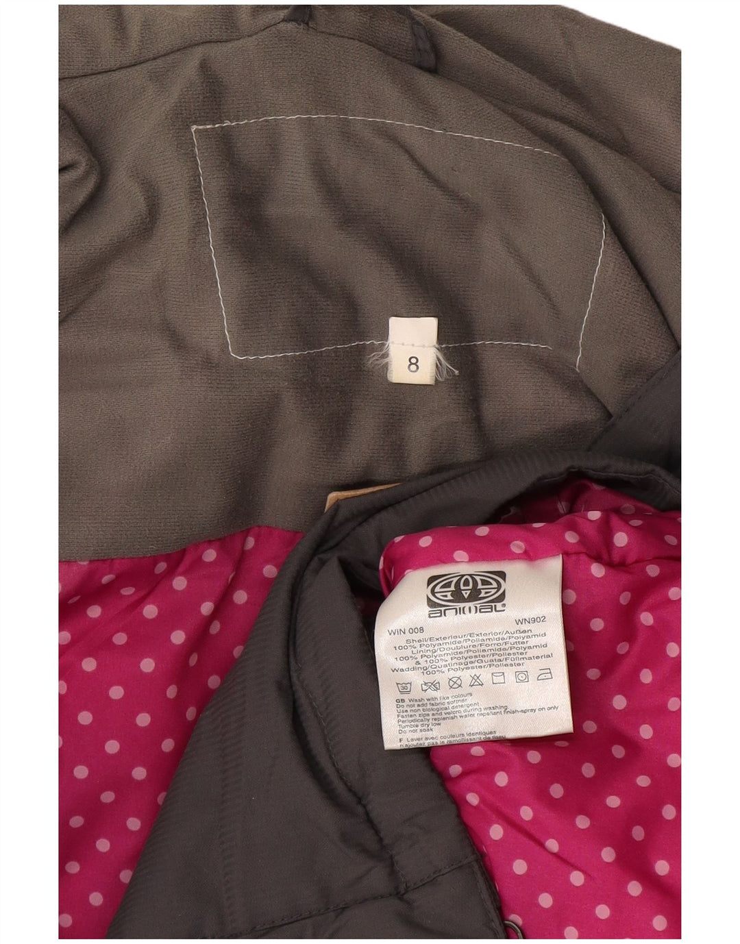 Γυναικείο μπουφάν ANIMAL με κουκούλα αντιανεμικό UK 8 Small Grey Polyamide