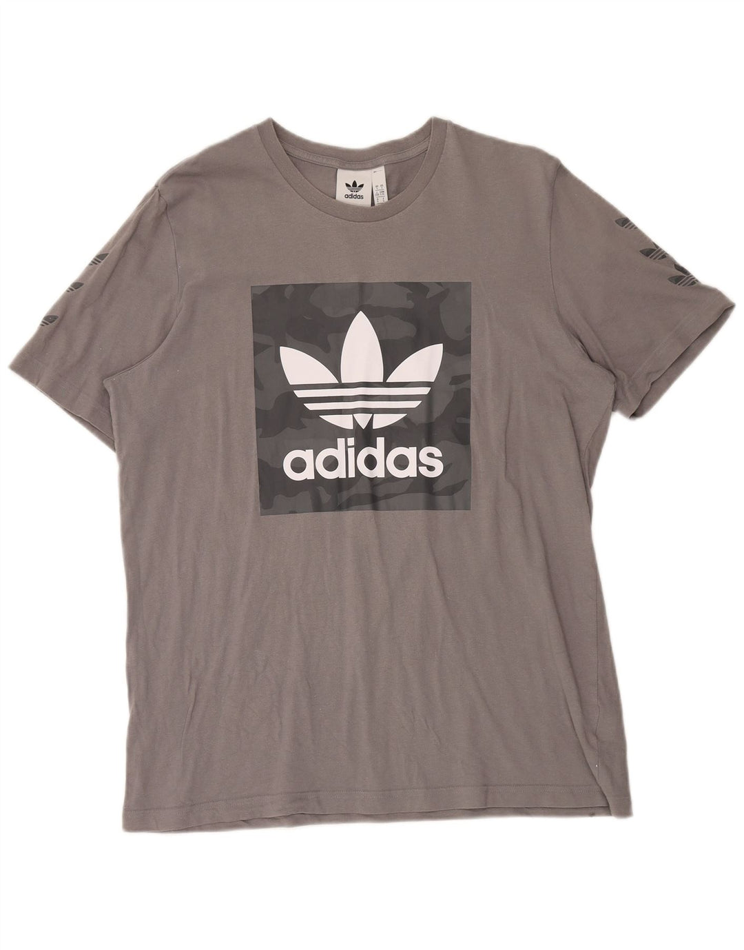 Ανδρικό γραφικό μπλουζάκι ADIDAS Top μεγάλο γκρι βαμβακερό