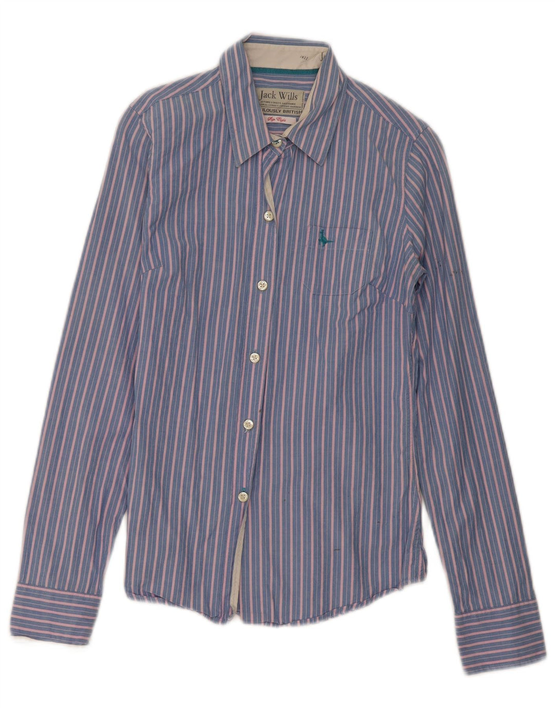 Jack Wills Γυναικείο πουκάμισο UK 8 Small Blue ριγέ βαμβακερό