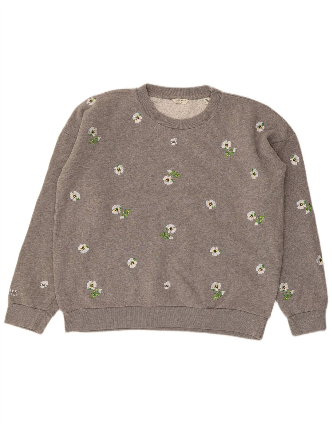JACK WILLS Womens Oversized Sweatshirt Jumper UK 8 Small Grey Floral