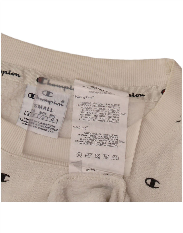 CHAMPION Γυναικεία υπερμεγέθη γραφική φούτερ Jumper UK 10 Small White