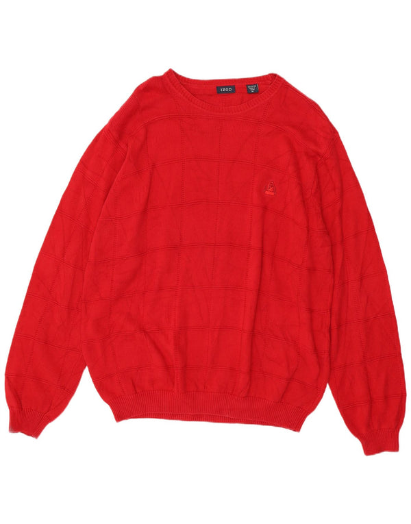 Izod Mens Crew Neck Jumper Sweater XL Red Cotton