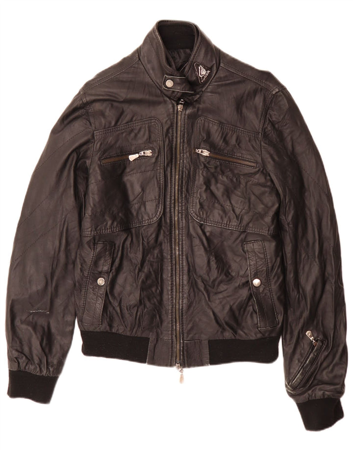 Hogan Γυναικείο Δερμάτινο Μπουφάν Biker UK 12 Μεσαίο Μαύρο
