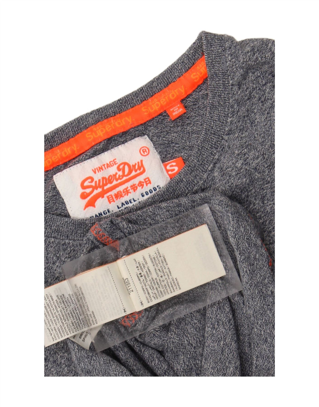 SUPERDRY Mens T-Shirt Top Small Grey Flecked Cotton
